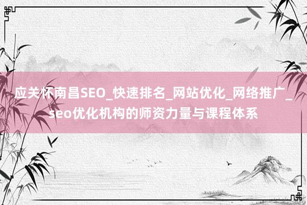 应关怀南昌SEO_快速排名_网站优化_网络推广_seo优化机构的师资力量与课程体系